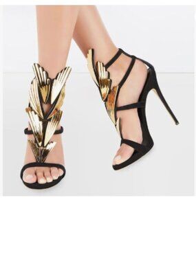 Maiyang Black Sexy Open Pointed Toe Ankle Strap Sandals Buckled High Heels Shoes